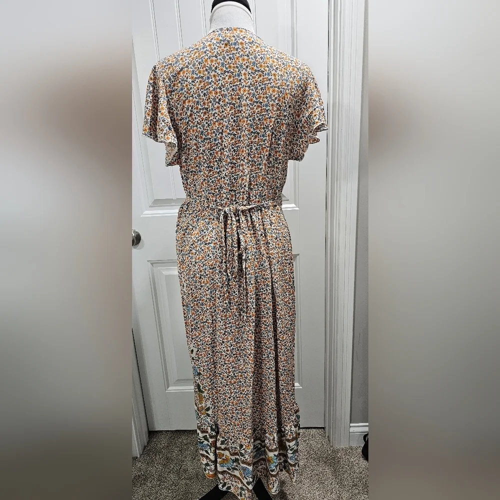 ZESICA Summer Boho Floral Printed Wrap V-Neck Beach Party Flowy Size Small - Picture 6 of 16